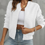 Damebomberjakke – Kort snit – Quiltet – Lynlåslukning – Ribbet kant