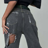 Jeans med brede ben og graffitiprint