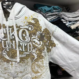 Mørk hættetrøje med antik mønstre