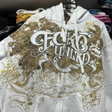 Mørk hættetrøje med antik mønstre