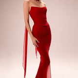 Højtaljet bodycon bandeau-nederdelsæt