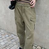 Teksturerede bootcut cargo jeans med afslappet pasform