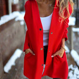 Luksuriøs lang og varm hættetrøje i strik til kvinder