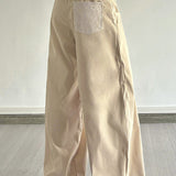 Cargobukser med vide ben og blondepaneler