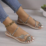 Damesandaler - Flere remme med hjertedetaljer - Flad og elegant komfort