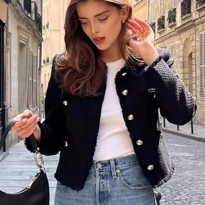 Kort, enkeltradet tweedfrakke