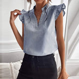 Jessica - Elegant designer stribet bomuldsbluse