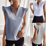 Jessica - Elegant designer stribet bomuldsbluse