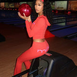 Todelt sæt: cropped hættetrøje med bogstavprint og skinny bukser