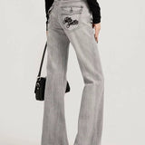 Alsidige, røggrå, smalle bootcut-jeans