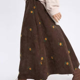 Trykt corduroy trapeznederdel