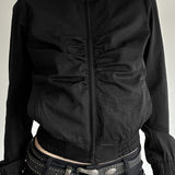 bikerjakke med rynket talje