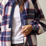 Langærmet uldjakke med dobbelt fleece-ternmønster