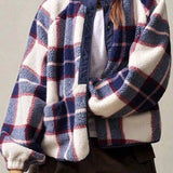 Langærmet uldjakke med dobbelt fleece-ternmønster