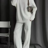 Damebuksesæt – Ribbet strik – Lige snit – Høj hals – Strækstof