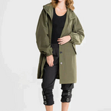 Vandtæt damejakke – Lige snit – Knælang – Justerbar hætte