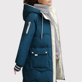 Dame quiltet jakke – Tætsiddende snit – Isolerende hætte – Knælang