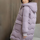 Dame quiltet jakke – Tætsiddende snit – Isolerende hætte – Knælang