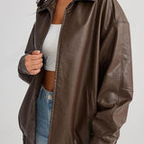 PU-læder pilotjakke