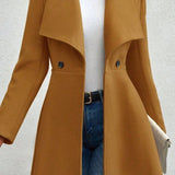 Lang uldfrakke med bælte