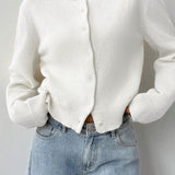 Let cardigan med rund hals og knapper