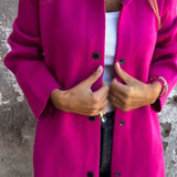 Luksuriøs lang og varm hættetrøje i strik til kvinder