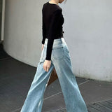 falmede, vide, slidte jeans