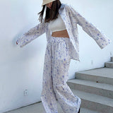 Todelt sæt: retro blomstret skjorte og bukser