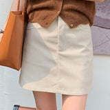 Højtaljet trapeznederdel i corduroy