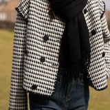 Kort houndstooth-tweedjakke