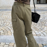 Teksturerede bootcut cargo jeans med afslappet pasform