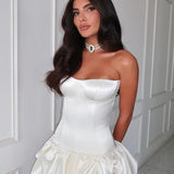 Sexet, stropløs, ruchet, bodycon aftenkjole