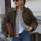 aviatorjakke med ruskindstekstur