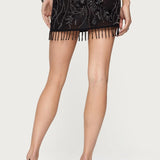 Broderet pailletteret bodycon mini nederdel