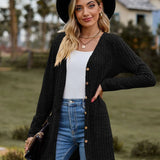 Langærmet vest i børstet ribstrik