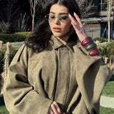 aviatorjakke med ruskindstekstur