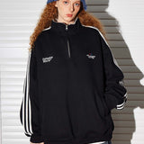 Retro sweatshirt med halv lynlås og høj hals