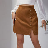 Ensfarvet mini bodycon-nederdel i ruskind