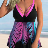 Dametankini – Krydsryg – V-udskæring – Vidt snit – Åndbart stof – Dyreprint