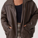 PU-læder pilotjakke