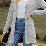 Langærmet vest i børstet ribstrik