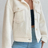 Off-White kort sherpajakke