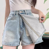 Højtaljet denimskort, A-snit, tætsiddende miniskørt