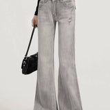 Alsidige, røggrå, smalle bootcut-jeans