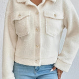 Off-White kort sherpajakke