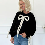 Oversized sweatshirt med paneler og 3D-sløjfe