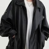 Oversized bikerjakke i læder