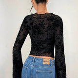 Leopardprintet cardiganbluse med flæser og blondeindsatser