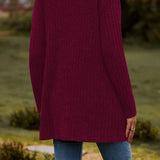 Langærmet vest i børstet ribstrik