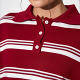 Stribet bluse med lange ærmer og en afslappet krave